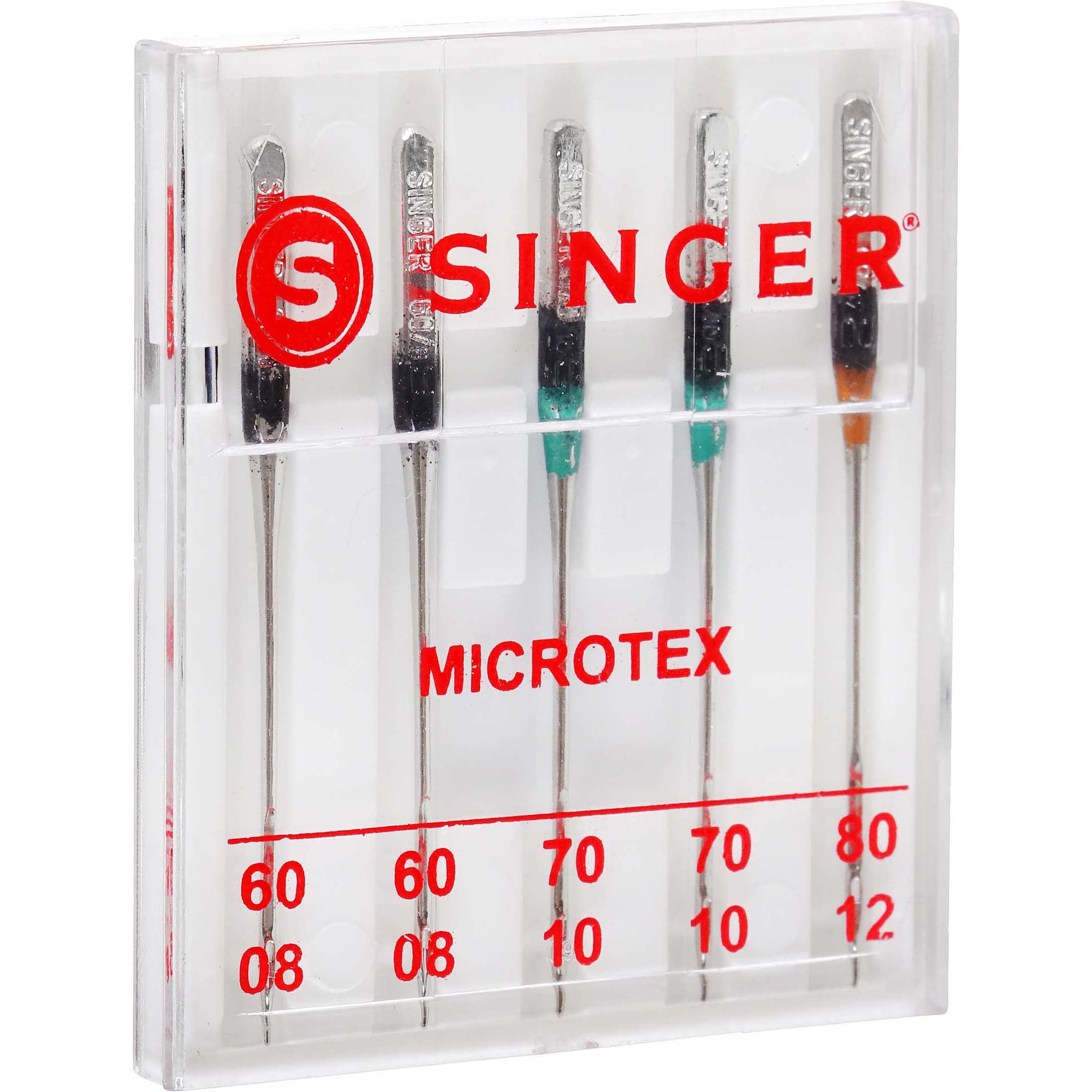 SINGER 04708 Assorted Universal Microtex Sewing Machine Needles, Sizes 60/8, 70/09, 80/11, 5-Count