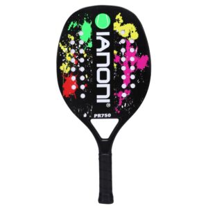 ianoni beach tennis racket, carbon fiber grit face with eva memory foam core beach tennis racket (black)