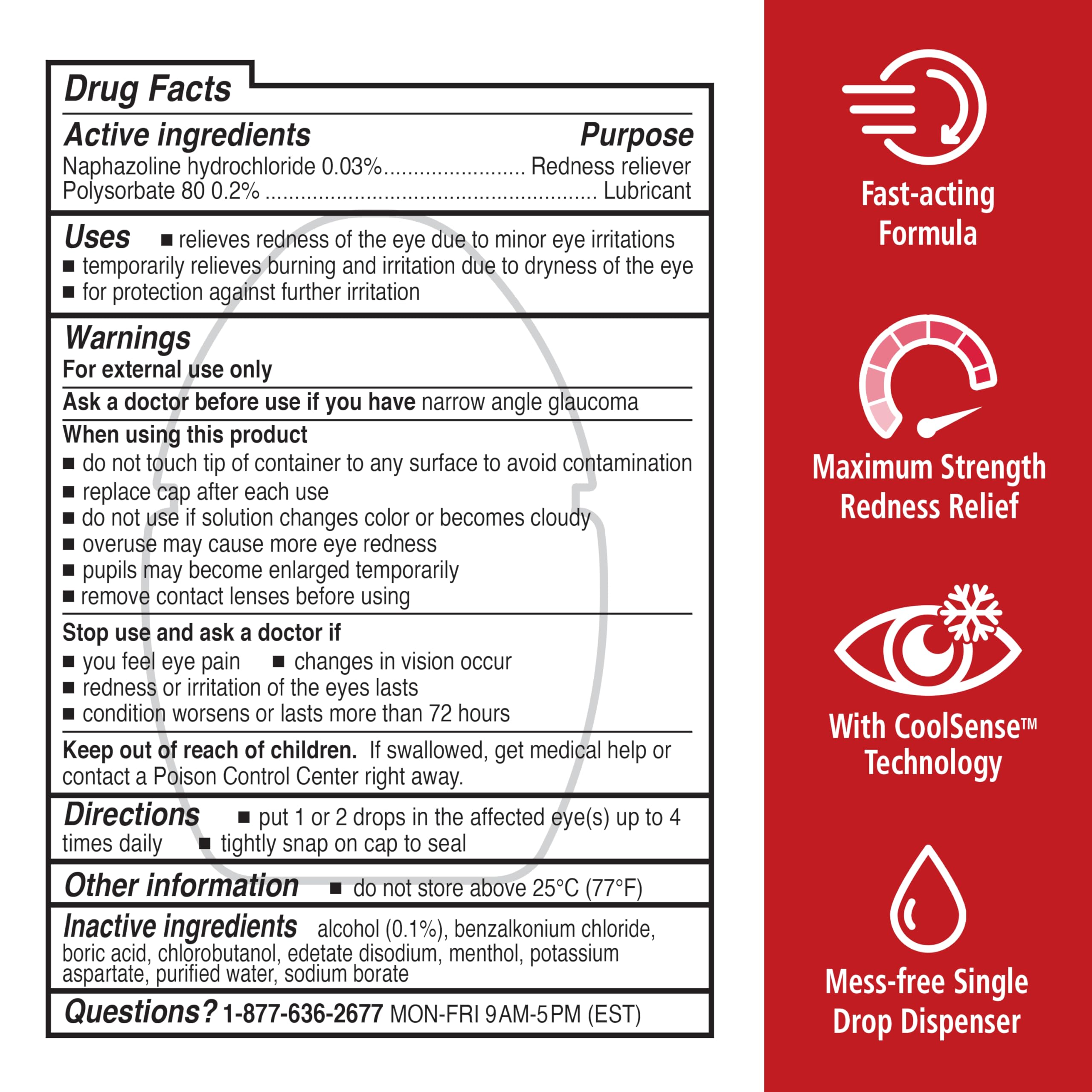 Rohto Max Strength Redness Reliever, Lubricant Eye Drops, Fast, Cooling Relief for Red, Dry, Itchy Eyes,Redness and Dry Eye Symptom Relief, Refreshing Eye Drops, 0.4 fl oz (3 Pack)