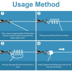 ReeMoo 200PCS Fishing Rolling Ball Bearing Barrel Swivel with Safety Snap Connector Fishing Accessories #2#4#6#8#10