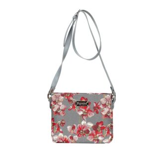 Signare Tapestry Crossbody Bag Shoulder Purse for Women In Orchid Grey and Red Design (XB02-ORC)