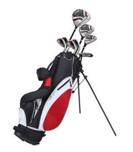 precise teenager complete golf set includes titanium driver, s.s. fairway, s.s. hybrid, s.s. 7-pw irons, putter, stand bag, 3 h/c's teen ages 13-16 right hand & left hand available! (left hand)