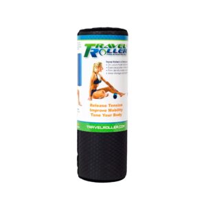 Travel Roller® Deluxe Foam Roller *Black* with Free Online Instructional Videos & Poster, Original (12.5" x 4.3")