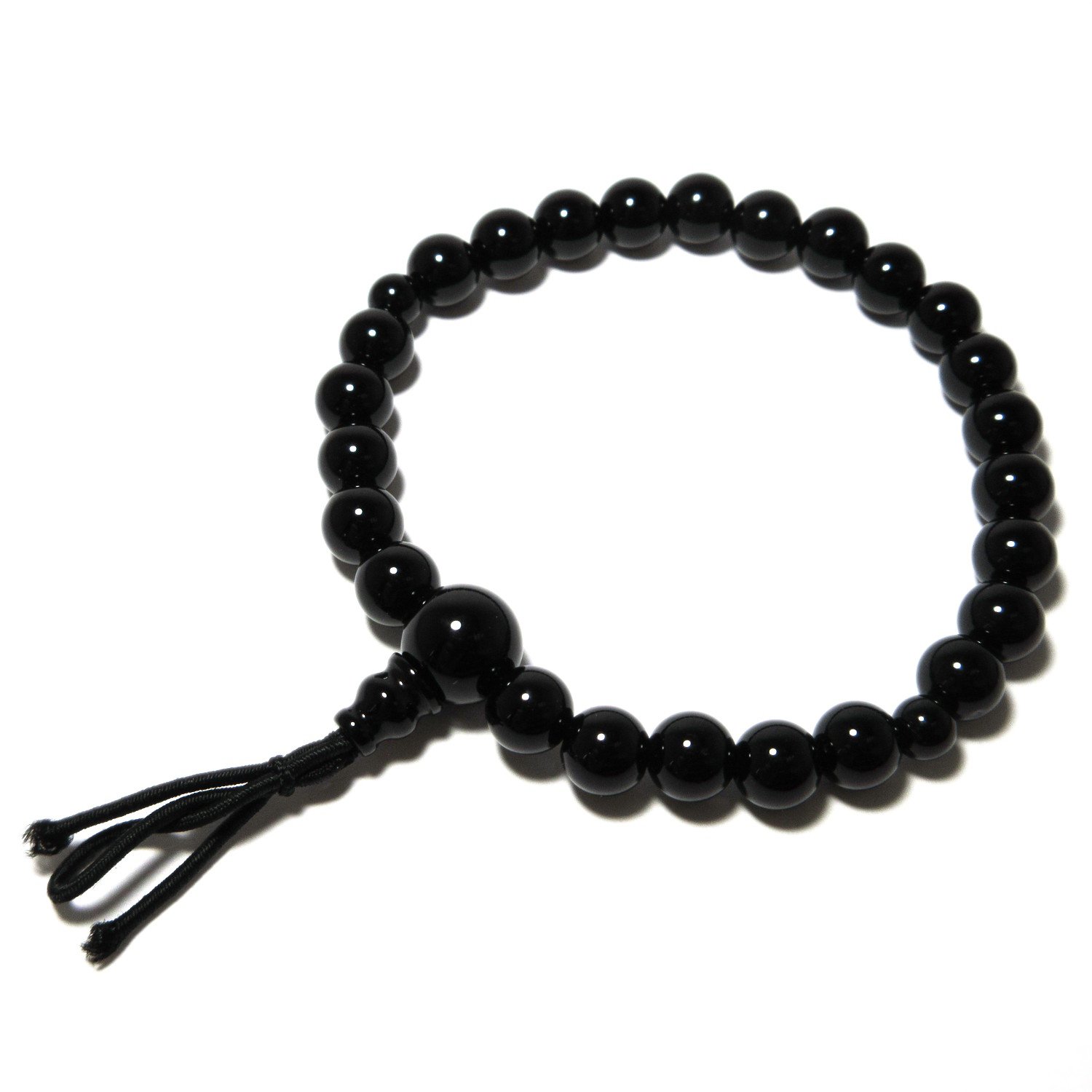 京都あさひ屋 Black Onyx Japanese Juzu Bracelet Rosary Prayer beads Handmade in Kyoto UDA54