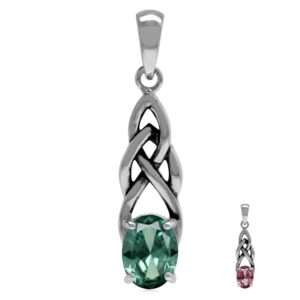 silvershake simulated color change alexandrite 925 sterling silver celtic knot solitaire pendant