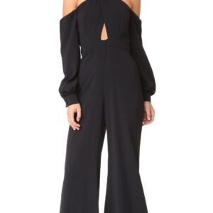 Jill Jill Stuart Women's Halter Jumpsuit with Cold Shoulders, Black, 0