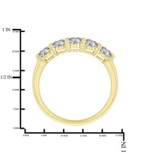 JewelMore™ 14k Yellow Gold 1ct TDW Diamond Five Stone Anniversary Ring (J-K-L, I2-I3) (8.5)