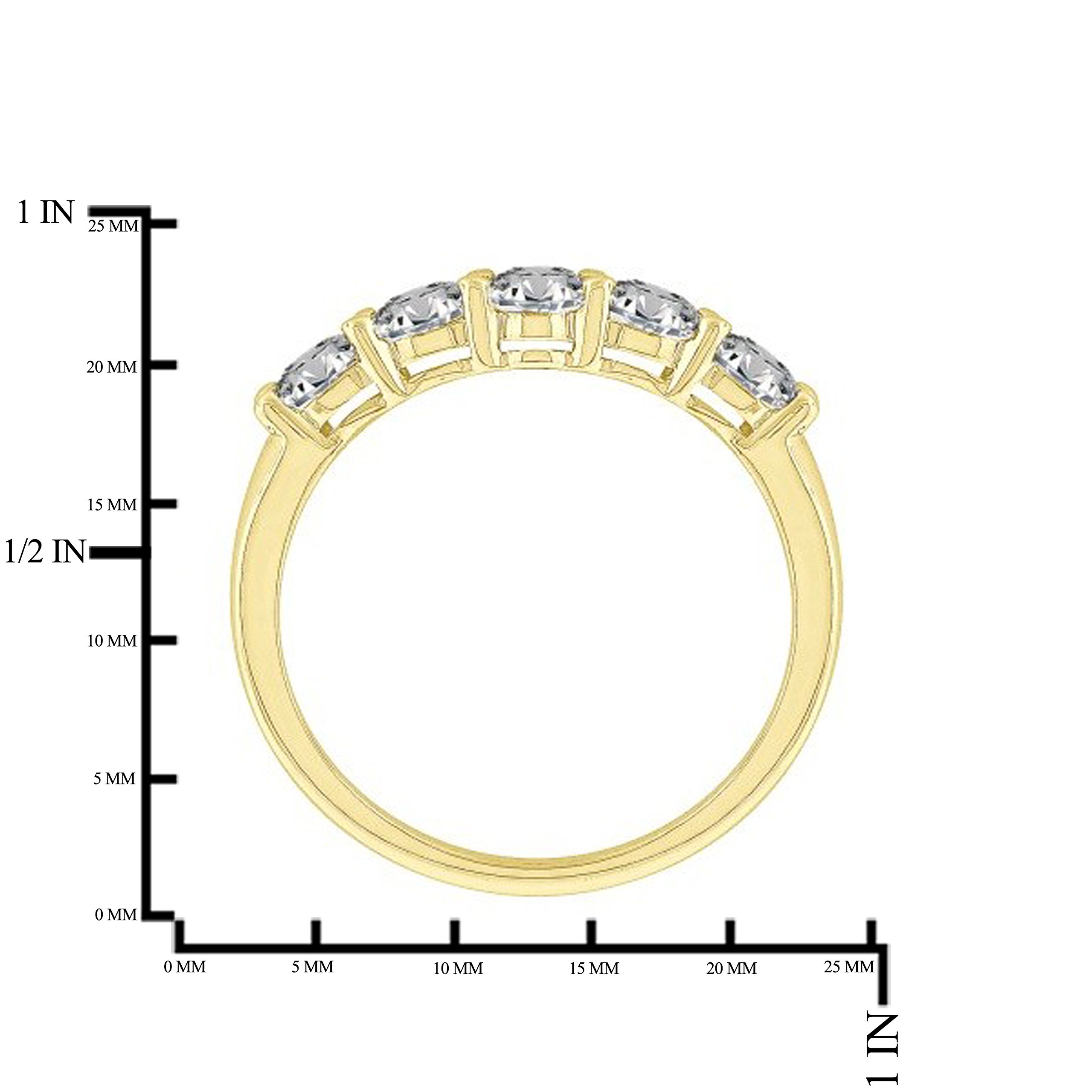 JewelMore™ 14k Yellow Gold 1ct TDW Diamond Five Stone Anniversary Ring (J-K-L, I2-I3) (8.5)