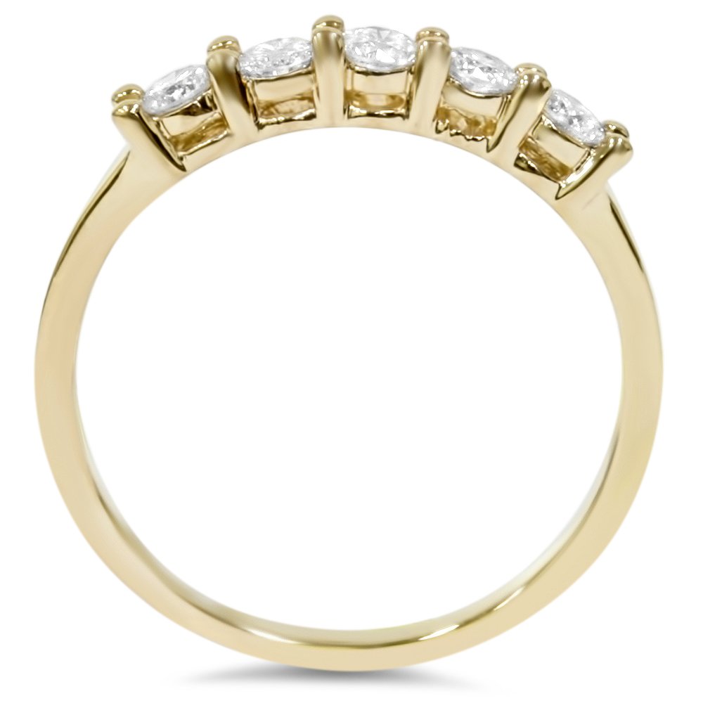 JewelMore™ 14k Yellow Gold 1ct TDW Diamond Five Stone Anniversary Ring (J-K-L, I2-I3) (8.5)