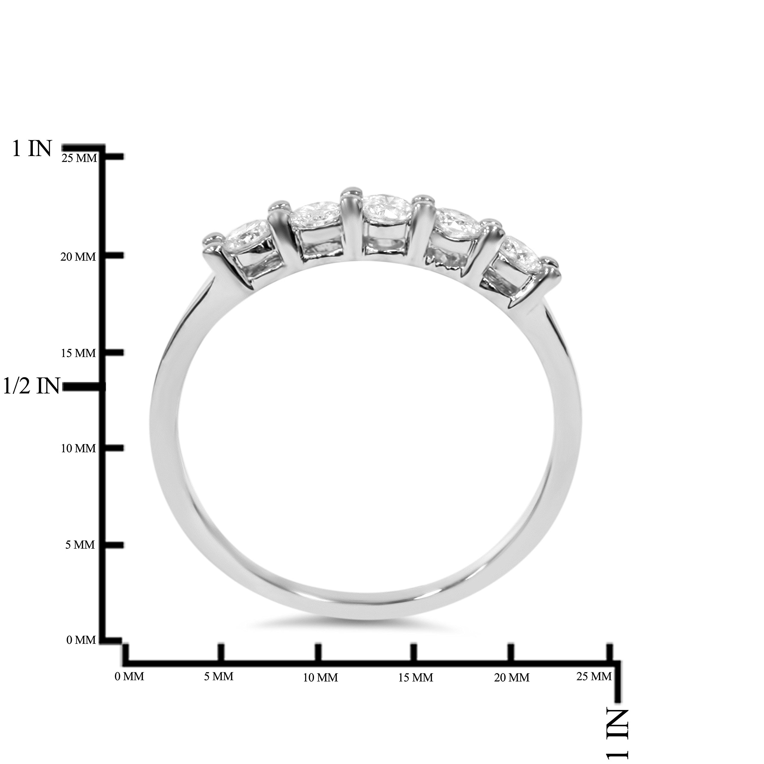 JewelMore 14k White Gold 1ct TDW Diamond Five Stone Anniversary Ring (6)