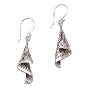 novica .925 sterling silver dangle earrings 'shining songket'