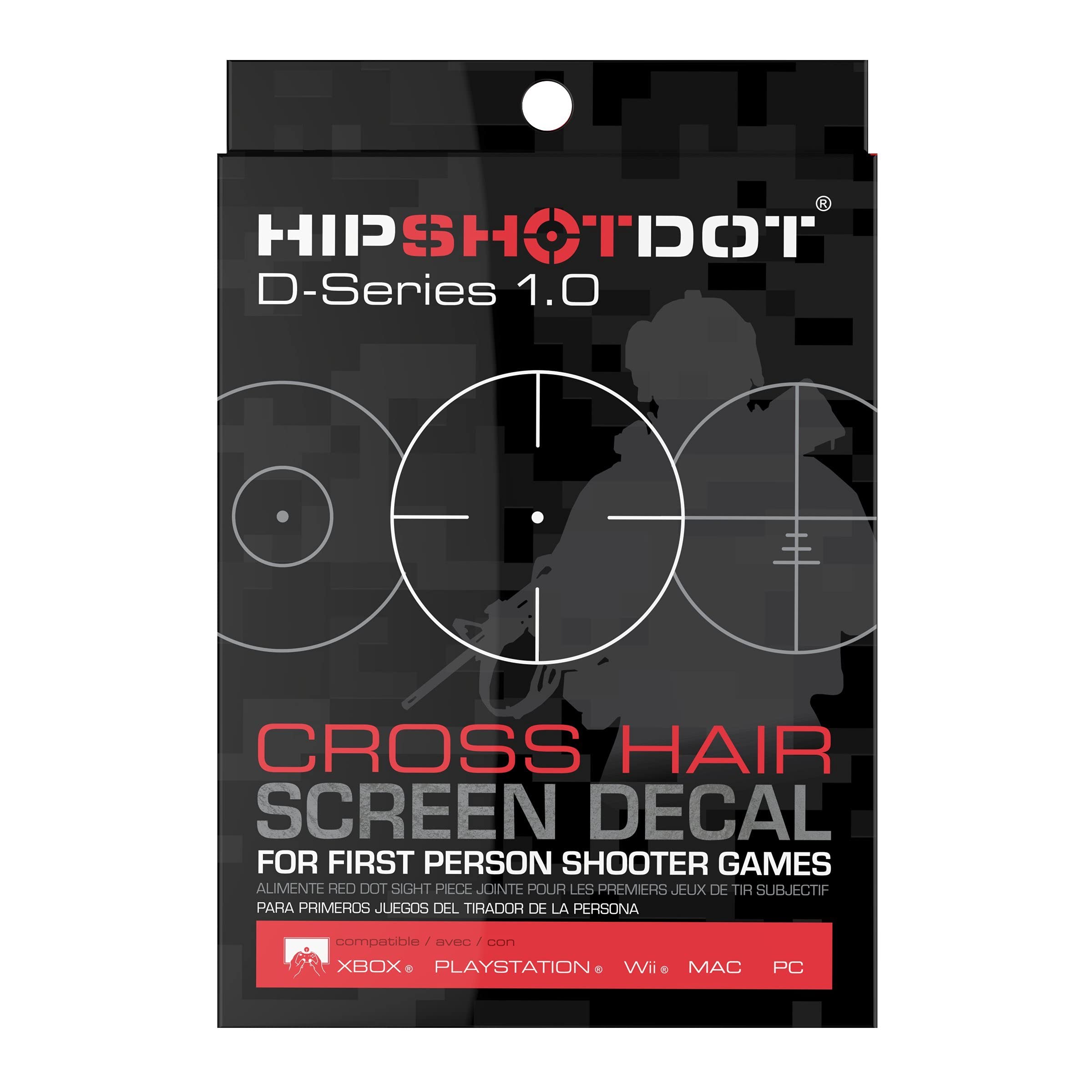 HipShotDot D-Series Tech Pack - Reusable Transparent Aim Sight Assist TV Decals - Gaming Television or Monitor Decal for FPS Video Games Compatible with PC, Xbox & PlayStation (1.0, Red)