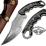 buffalo horn 9.5'' fixed blade custom handmade knife damascus steel hunting knife karambit hunting damascus steel knives prime quality fixed blade hunting knife