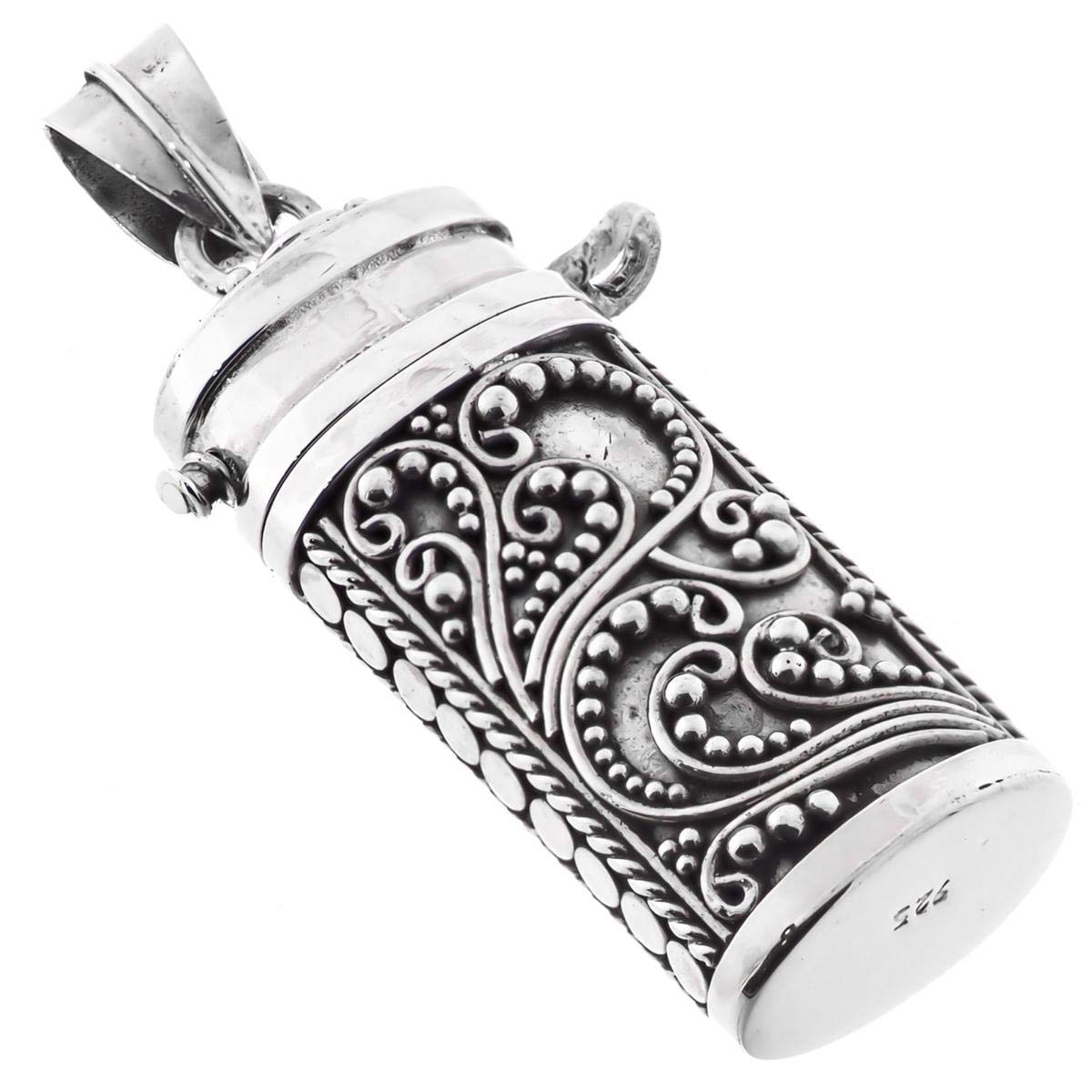 Large Pillbox Locket Prayer Box 925 Sterling Silver Pendant, 1 5/8"