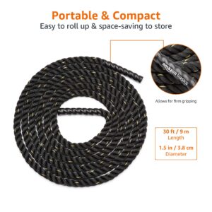 Amazon Basics Heavy Exercise Training Workout Battle Rope, 1.5 Inch Diameter x 30 Ft Length, Black