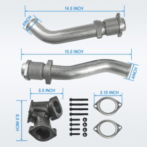 JDMSPEED New Turbo Diesel With Hardware Bellowed Up Pipe Kit Replacement For Ford F250 F350 F450 F550 Super Duty 7.3L 1999-2003 Replace F4TZ6K854F F4TZ6K854C F81Z6K854EA 679-005