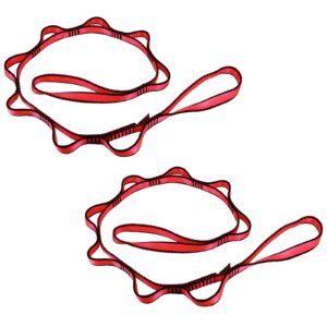 KIKIGOAL 2pcs Safety Daisy Chains Strong Climbing Strap Adjustable Nylon Strap Rope Yoga Pilates Stretching Straps (red, 105cm * 1.5cm/41.34'x0.59")