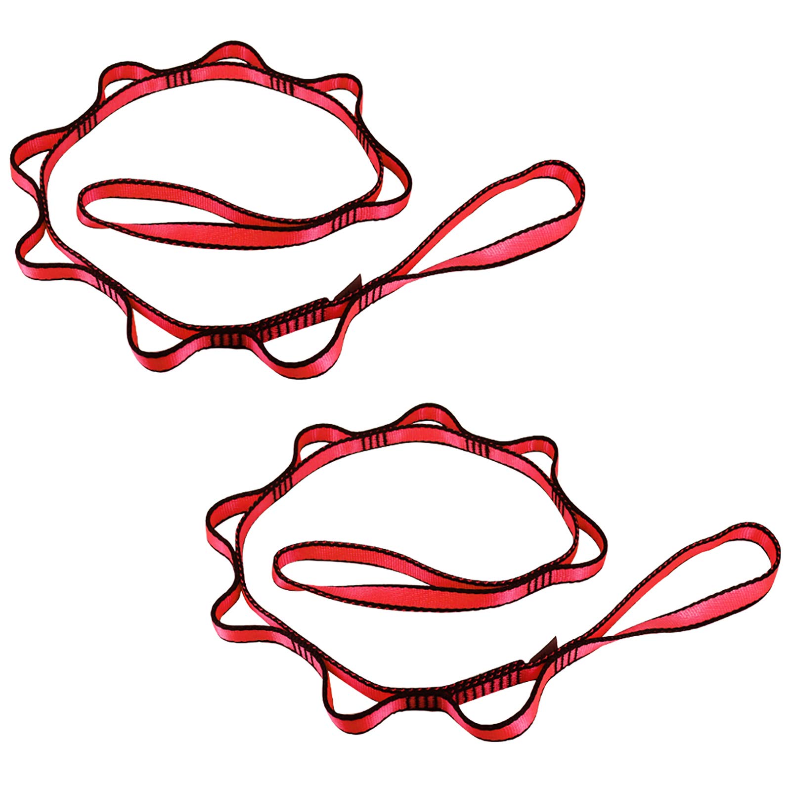 KIKIGOAL 2pcs Safety Daisy Chains Strong Climbing Strap Adjustable Nylon Strap Rope Yoga Pilates Stretching Straps (red, 105cm * 1.5cm/41.34'x0.59")