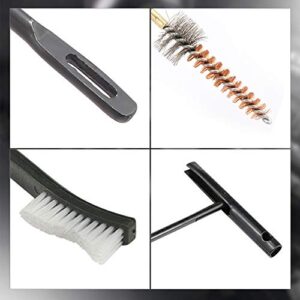 Gun Cleaning Kit Set Brushes Cleaner Set Tools Universal Butt Stock for 5.56mm, 20-25 Caliber Rifle Pistol Shotgun