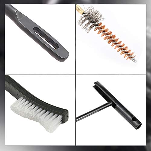 Gun Cleaning Kit Set Brushes Cleaner Set Tools Universal Butt Stock for 5.56mm, 20-25 Caliber Rifle Pistol Shotgun