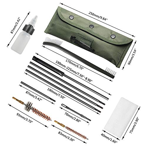 Gun Cleaning Kit Set Brushes Cleaner Set Tools Universal Butt Stock for 5.56mm, 20-25 Caliber Rifle Pistol Shotgun