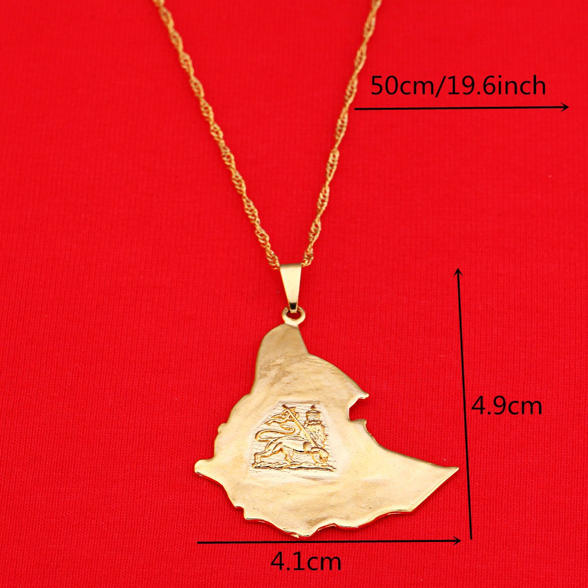 BR Gold Jewelry Original Ethiopian Map Necklace for Women Lion Eritrea Ethiopia Old Map Pendant