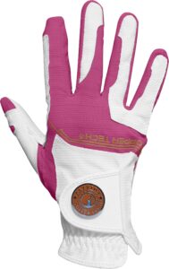 copper tech gloves women's golf glove with honeycomb grip, one size, white/fuchsia