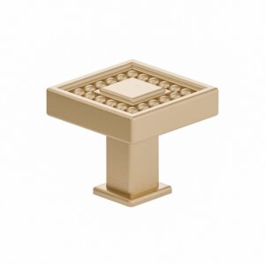 richelieu hardware bp87953333chbrz torcello collection 1 5/16-inch (33 mm) beaded champagne bronze transitional square cabinet and drawer knob for kitchen, bathroom, and furniture