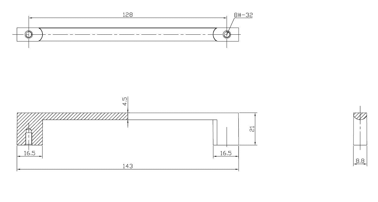 Richelieu Hardware H8310128BNT 5 1/16-inch (128 mm) Center-to-Center Brushed Nickel Modern Cabinet and Drawer Pull Handle for Kitchen, Bathroom, and Furniture