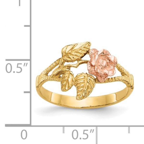 IceCarats 14K Two Tone Gold Rose Flower Ring Size 6