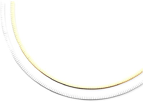 IceCarats 14K Two Tone Gold Reversible 4mm Cubetto Omega Snake Chain Necklace 18 inch