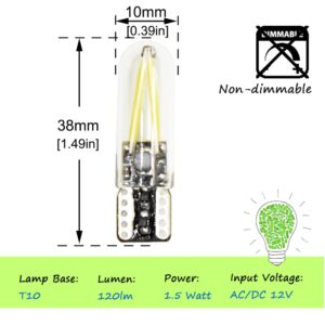 Bonlux T10 Wedge Base LED Bulb 12v Low Voltage T10 194 Wedge Base Landscape Bulb 1.5W Warm White 12V AC/DC LED Replacement Bulbs for Malibu Landscape Path Yard Marine Boat Camper Lighting (6-Pack)