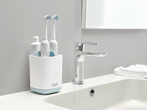 Joseph Joseph 70500 EasyStore Toothbrush Holder Bathroom Storage Organizer Caddy, Small, Blue