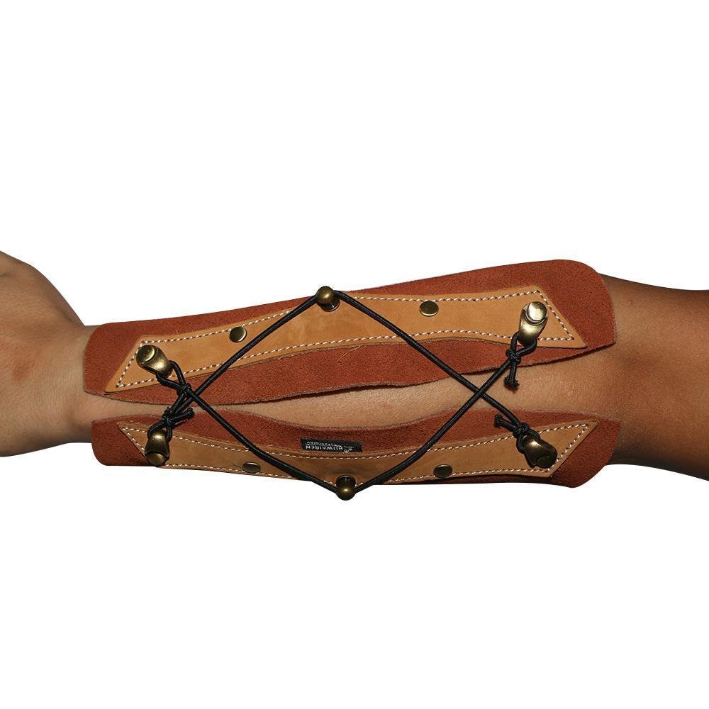 TOPARCHERY Leather Arm Guard Forearm Protector Gear Traditonal Recurve Compound Bow Hunting Shooting Brown