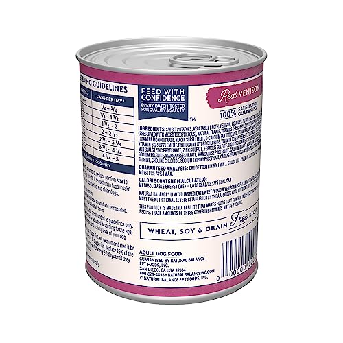 Natural Balance Limited Ingredient Adult Grain-Free Wet Canned Dog Food, Reserve Sweet Potato & Venison Recipe, 13 Ounce (Pack of 12)