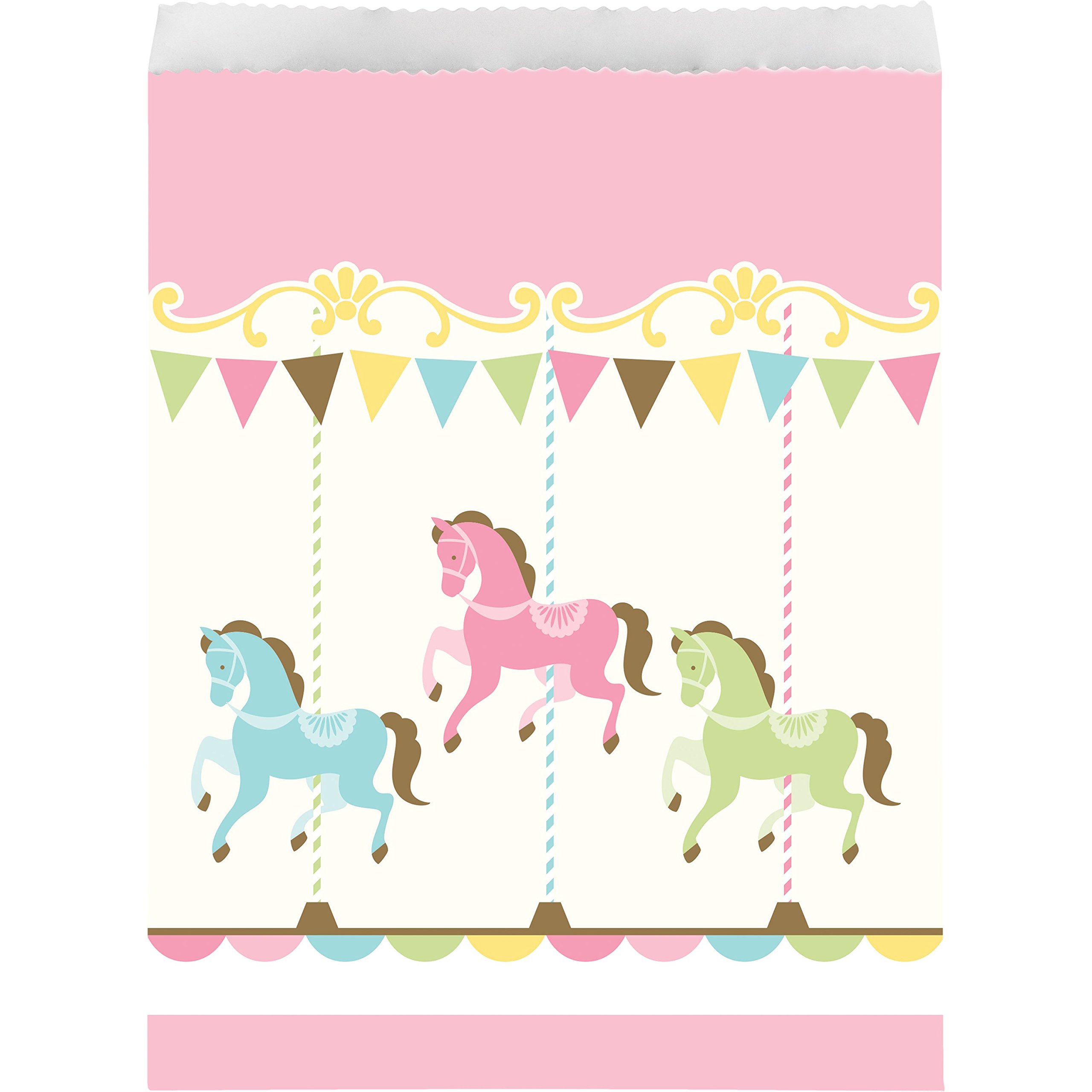 Creative Converting Carousel Paper Treat Bags Party Supplies, 11", Multicolor