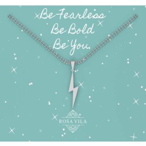 Lightning Bolt Necklace, Be Fearless Necklace, Be Brave Necklace, Inspirational Necklaces for Women, Strength Necklace Pendant, Encouragement Gifts for Women