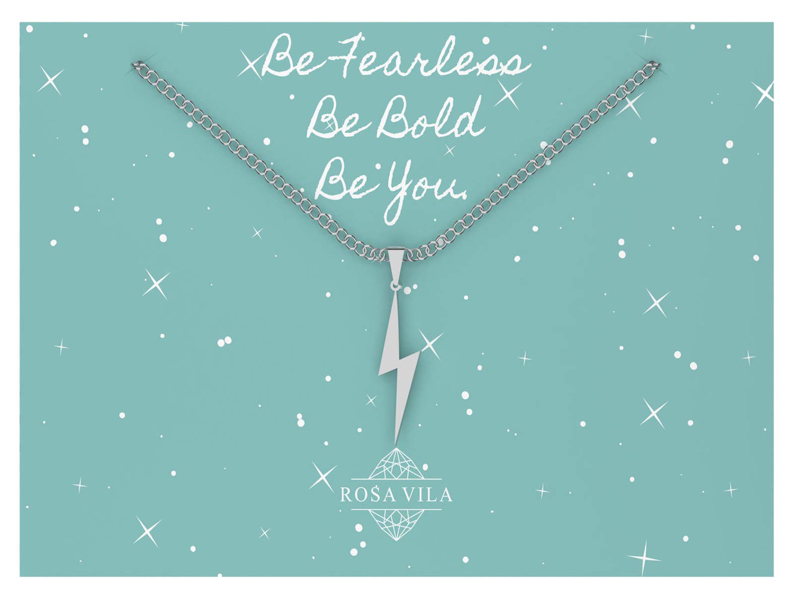 Lightning Bolt Necklace, Be Fearless Necklace, Be Brave Necklace, Inspirational Necklaces for Women, Strength Necklace Pendant, Encouragement Gifts for Women