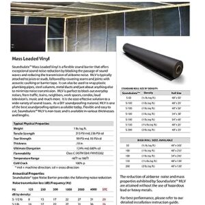 Soundsulate™ 1/2 lb Mass Loaded Vinyl (MLV) Soundproofing, Noise Barrier (4' x 50' (200 sf)) - see all options