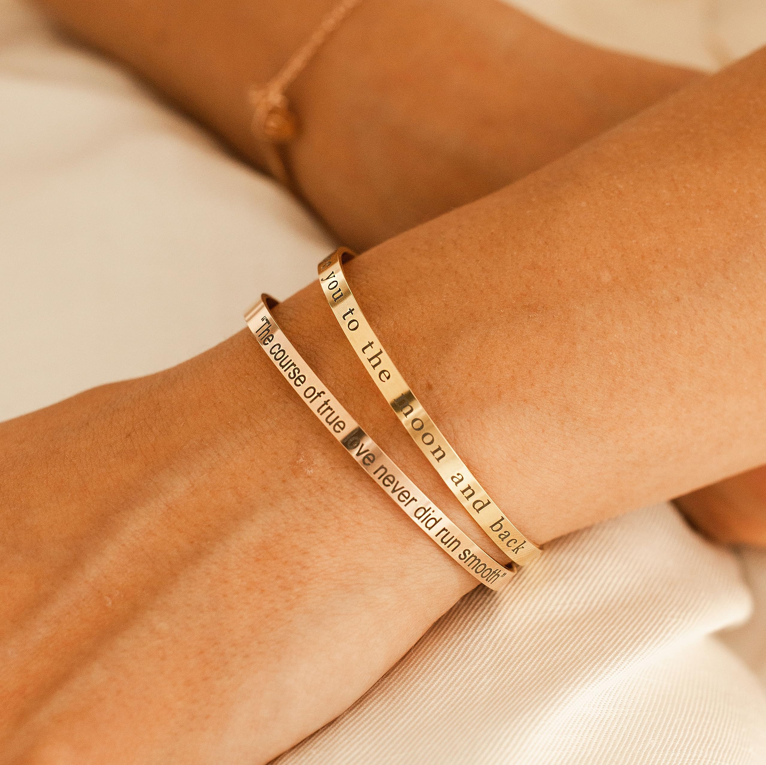 Petite Boutique Personalized Bangle Bracelet - Slim Layered Bracelet, a Thoughtful and Stylish Gift -Custom Engraving