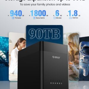 ORICO 5 Bay 3.5inch Hard Drive Enclosure USB 3.0 to SATA Magnetic Tool-Free External HDD Docking Station Case with 12V/6.5A Power Adapter for Family Storage Expansion Up to 90TB (5x18) - DS500U3