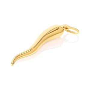 Ioka - 14K Yellow Gold Cornicello Italian Horn 45MM Charm Large Size Good Luck Pendant For Necklace or Chain