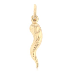 ioka - 14k yellow gold twisted cornicello italian horn charm small size good luck pendant for necklace or chain