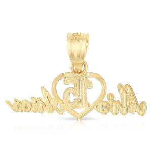 Ioka - 14K Two Tone Gold Sweet 15 Years Quinceanera Heart Mis 15 Anos Charm Small Pendant For Necklace or Chain