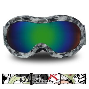 phibee kids snow ski goggles 100% uv protection anti-fog snowboard goggles for boys and girls c16