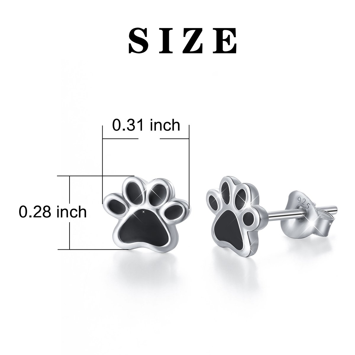 S925 Sterling Silver Puppy Dog Cat Pet Paw Print Stud Earrings