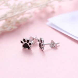 S925 Sterling Silver Puppy Dog Cat Pet Paw Print Stud Earrings