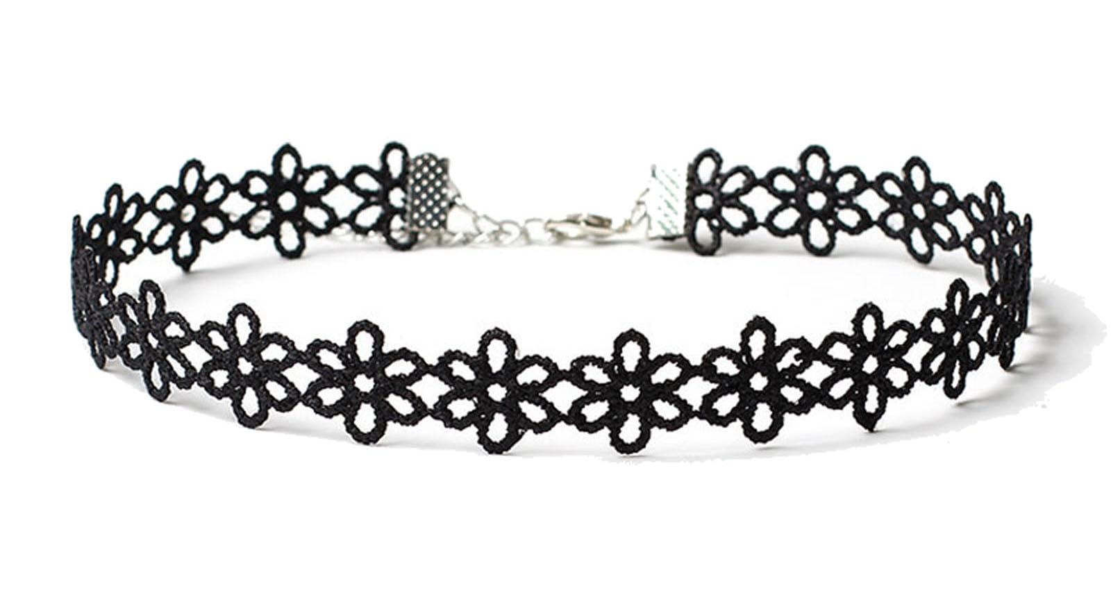 mollensiuer 6 Pieces Black Choker Necklace Set Vintage Lace Tattoo Choker for Women