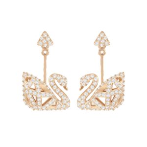 Swarovski Facet Swan Pierced Earrings Rose Gold-tone Plated 5358058