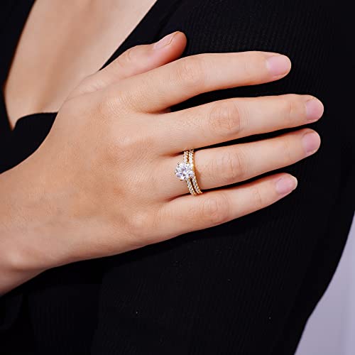 Amazon Essentials Yellow Gold-Plated Sterling Silver Infinite Elements Cubic Zirconia Ring, Size 7 (previously Amazon Collection)